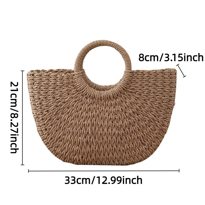 Sac demi-lune paille tressée - photo 2