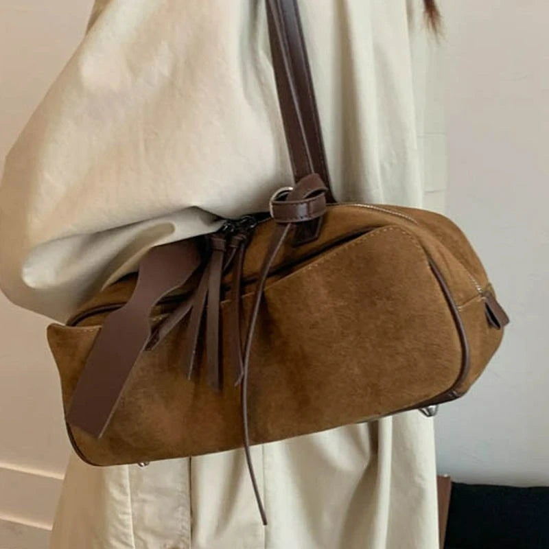 Sac baguette femme en suédine mate - photo 3