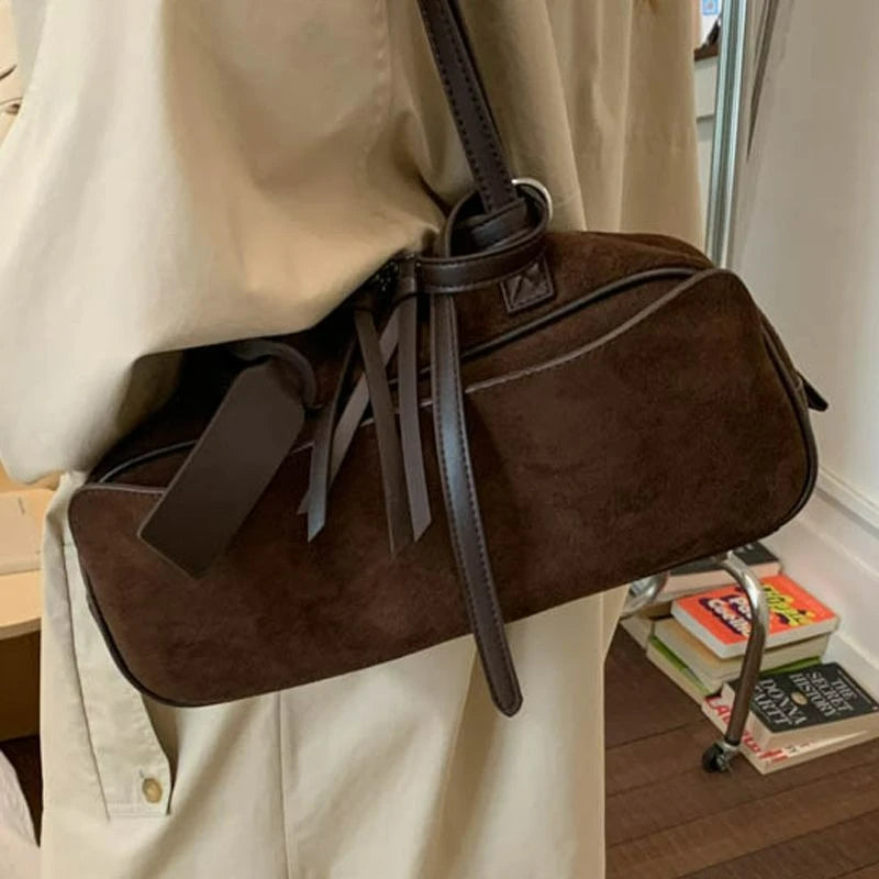 Sac baguette femme en suédine mate - photo 2