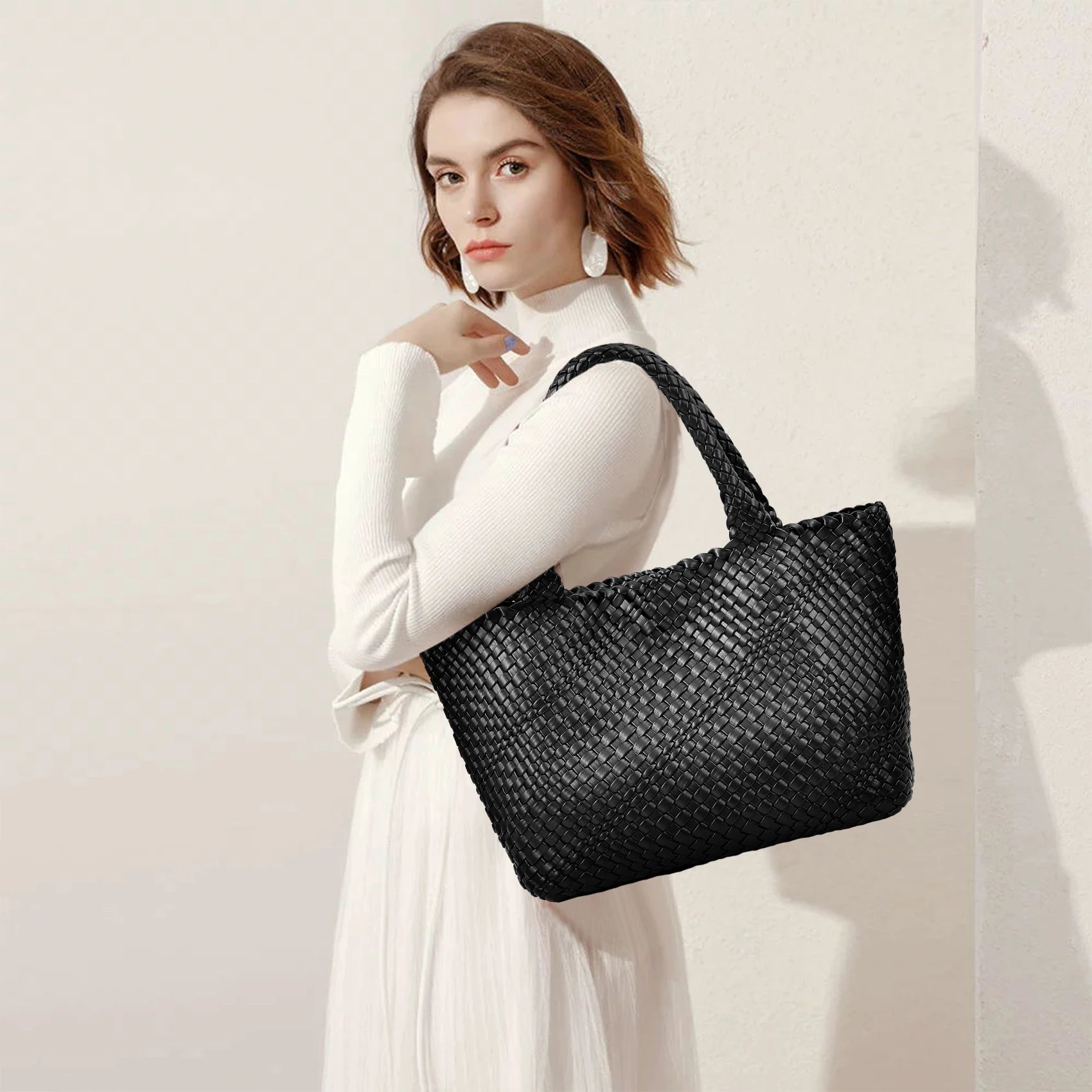 Sac cabas tressé femme en cuir végétal - photo 1