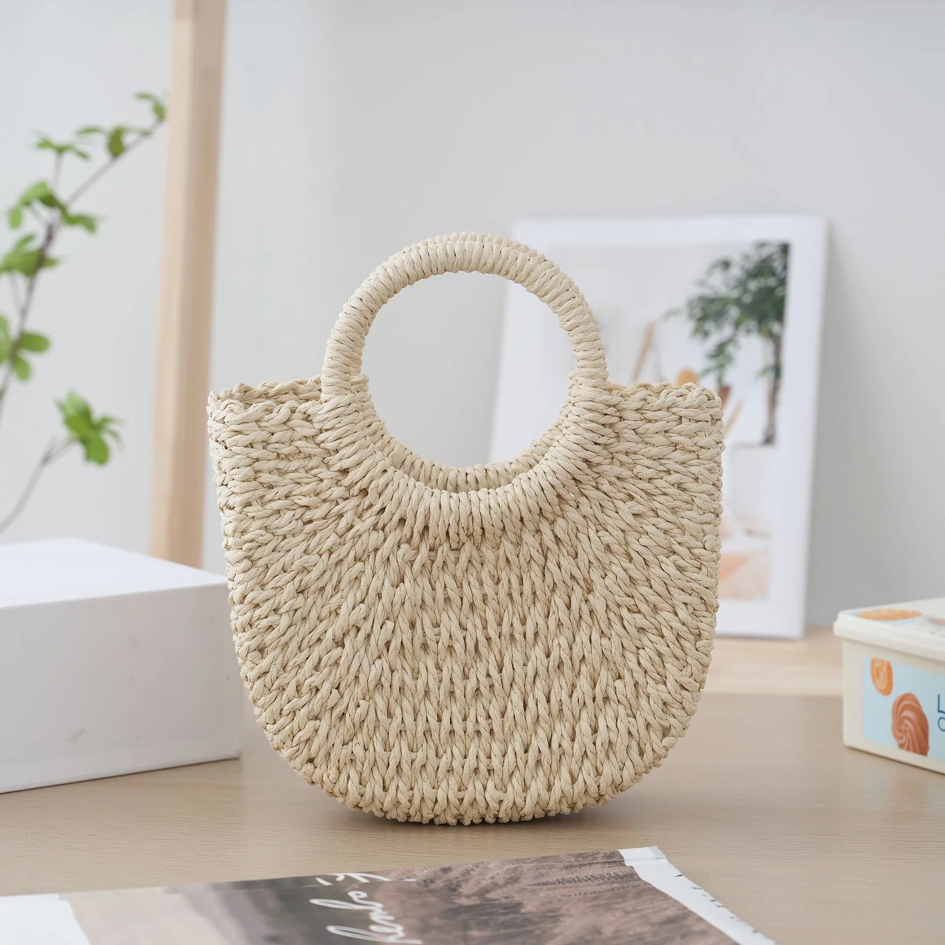 Sac demi-lune paille tressée - photo 9