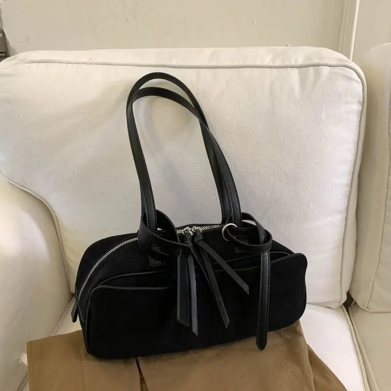 Sac baguette femme en suédine mate - photo 7