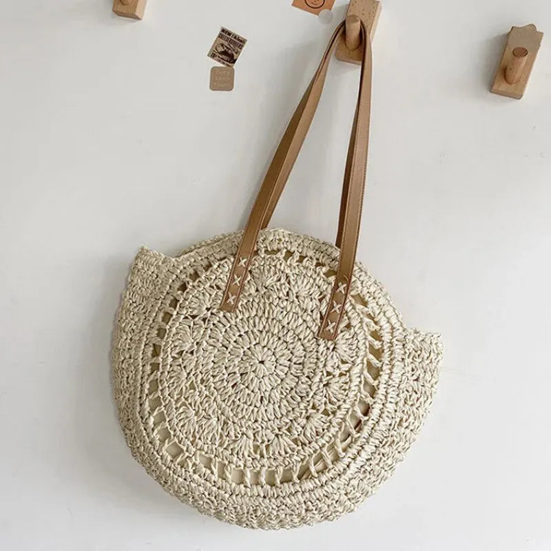 Sac rond paille ajourée - photo 10