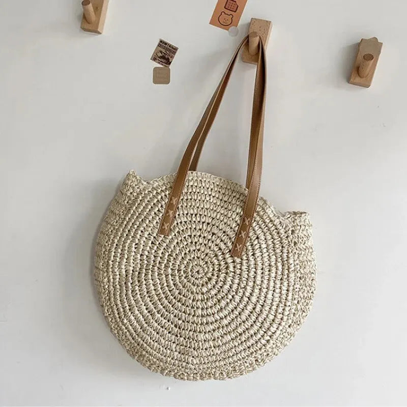 Sac rond paille ajourée - photo 7