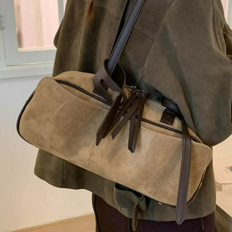 Sac baguette femme en suédine mate - photo 1